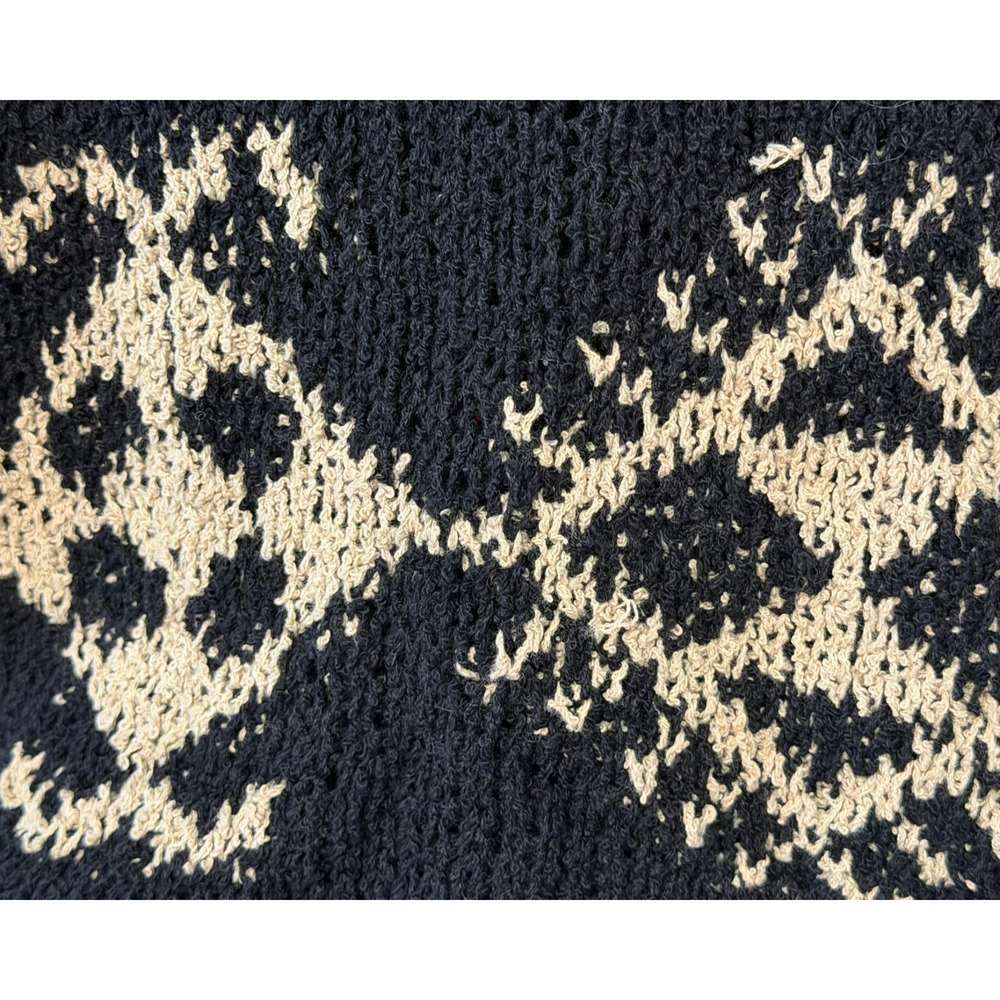 Amano One Size Folk Style Tie-Front Cardigan Black Open Knit Made in Bolivia New - Picture 9 of 10